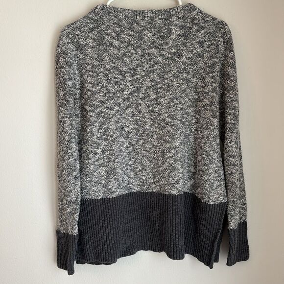 L.L. Bean Signature Women Gray speckled color block linen blend knit Sweater SM - Picture 11 of 11